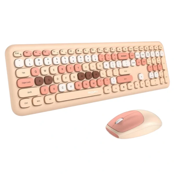 ماوس و کیبورد بی سیم مافی مدل 666 رنگ میلک تی