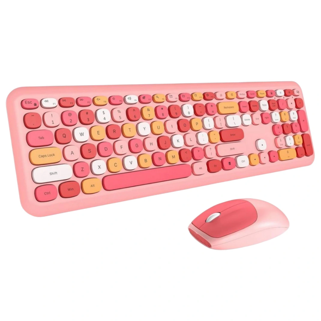 mouse-and-keyboard-wireless-mofii-model-666-color-pink ماوس و کیبورد بی سیم مافی مدل 666 رنگ صورتی