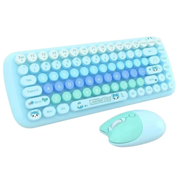 ماوس و کیبورد بی سیم مافی مدل Candy رنگ آبی