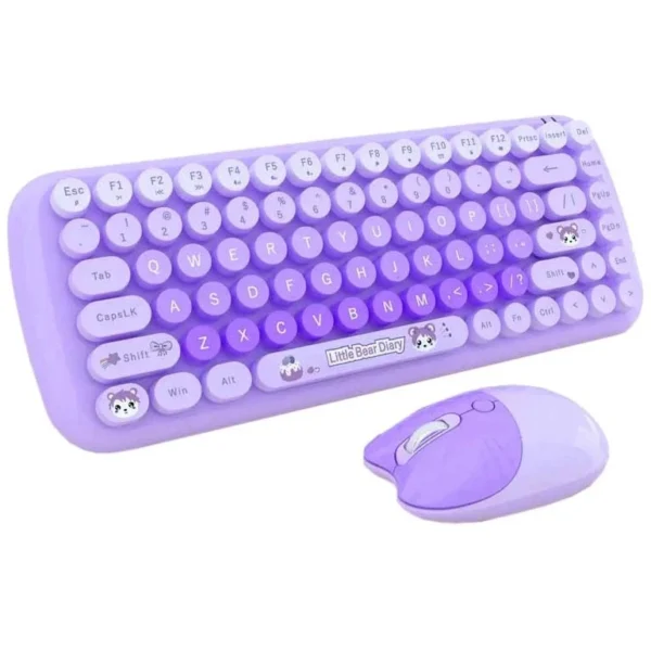 ماوس و کیبورد بی سیم مافی مدل Candy رنگ بنفش