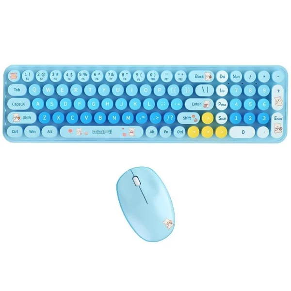 ماوس و کیبورد بی سیم مافی مدل Baby Bear رنگ آبی