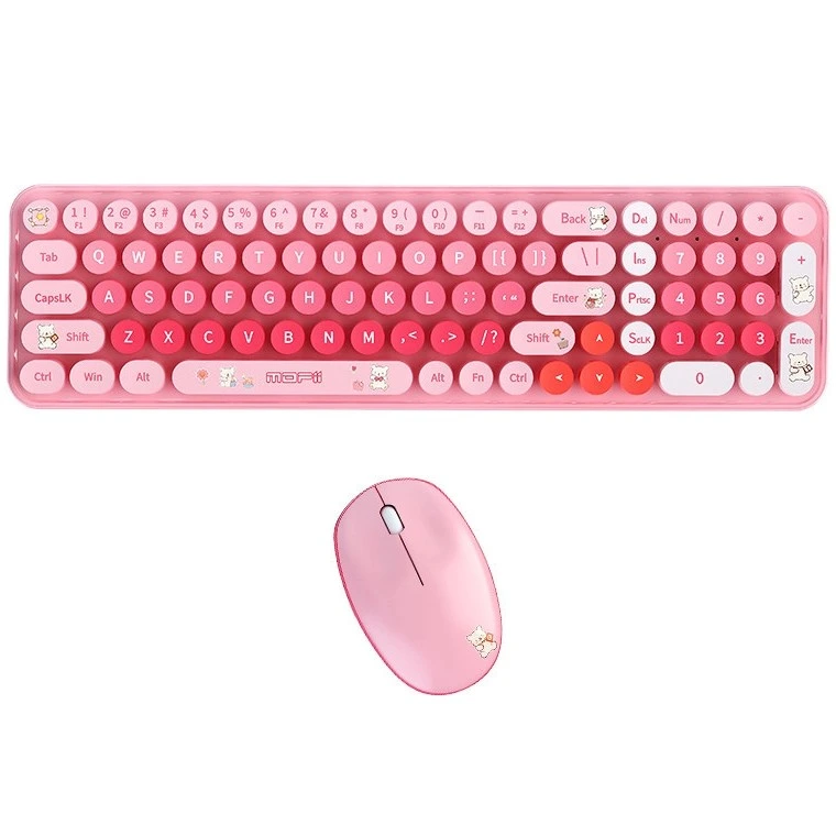 ماوس و کیبورد بی سیم مافی مدل Baby Bear رنگ صورتی