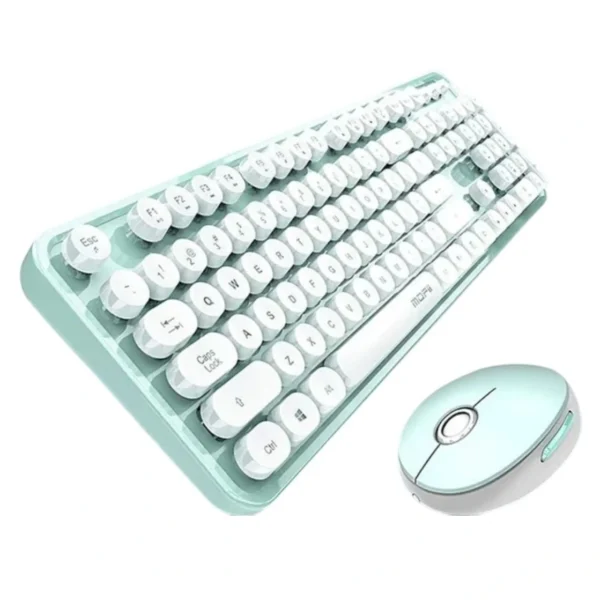 ماوس و کیبورد بی سیم مافی مدل Sweet Pure رنگ سفید و سبز