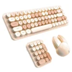 ماوس و کیبورد بی سیم مافی مدل I Bean Max رنگ میلک تی