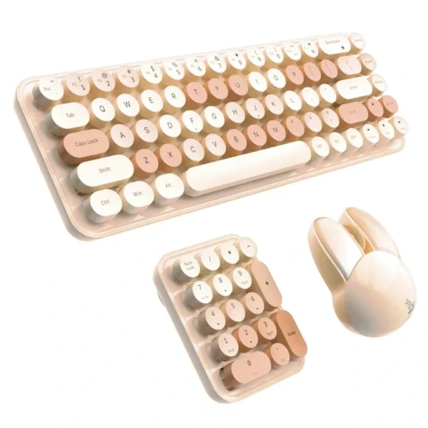 ماوس و کیبورد بی سیم مافی مدل I Bean Max رنگ میلک تی